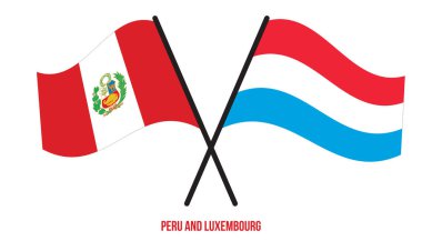 Peru ve Lüksemburg Bayrakları Çapraz ve Sallanan Düz Stil. Resmi Orantı. Renkleri Düzelt.