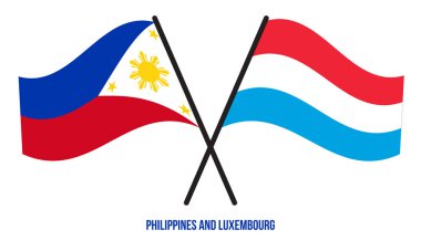 Filipinler ve Lüksemburg Bayrakları Çarpıştı ve Sallanan Düz Stil. Resmi Orantı. Renkleri Düzelt.