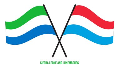 Sierra Leone ve Lüksemburg Bayrakları Çapraz ve Sallanan Düz Stil. Resmi Orantı. Renkleri Düzelt.