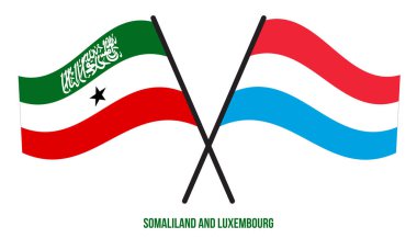 Somaliland ve Lüksemburg Bayrakları Çapraz ve Sallanan Düz Stil. Resmi Orantı. Renkleri Düzelt.