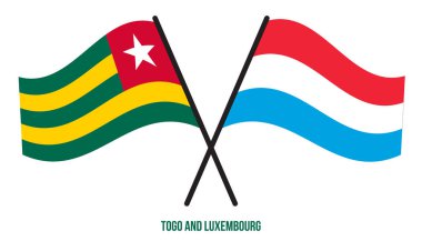 Togo ve Lüksemburg Bayrakları Çapraz ve Sallanan Düz Stil. Resmi Orantı. Renkleri Düzelt.