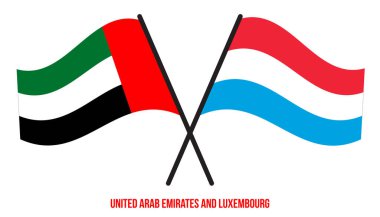 Birleşik Arap Emirlikleri ve Lüksemburg Bayrakları Çapraz ve Sallanan Düz Stil. Resmi Orantı.