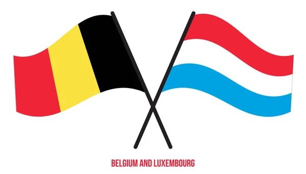 Flagi Belgii Luksemburga Przekroczyły Machały Płaskim Stylem Oficjalna Proporcja Prawidłowe — Wektor stockowy