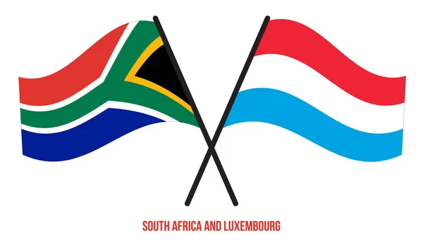 Σημαίες Της Νότιας Αφρικής Και Του Λουξεμβούργου Διασταυρώθηκαν Και Κυμάτιζαν — Διανυσματικό Αρχείο