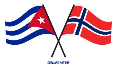 Küba ve Norveç Bayrakları Çapraz ve Sallanan Düz Tarz. Resmi Orantı. Renkleri Düzelt.