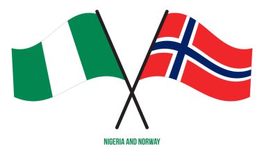 Nijerya ve Norveç Bayrakları Çapraz ve Sallanan Düz Tarz. Resmi Orantı. Renkleri Düzelt.