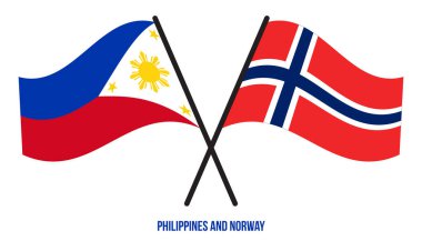 Filipinler ve Norveç Bayrakları Çapraz ve Sallanan Düz Tarz. Resmi Orantı. Renkleri Düzelt.