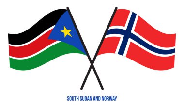 Güney Sudan ve Norveç Bayrakları Çapraz ve Sallanan Düz Tarz. Resmi Orantı. Renkleri Düzelt.