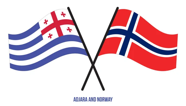 Adjara和挪威国旗交叉摇曳平坦风格 官方比例 正确的颜色 — 图库矢量图片