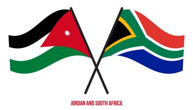 Ürdün ve Güney Afrika Bayrakları Çapraz ve Dalgalı Düz Tarz. Resmi Orantı. Renkleri Düzelt.