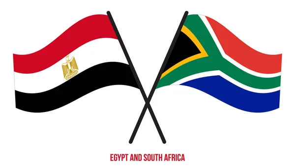 Egypt South Africa Flags Crossed Waving Flat Style Official Proportion — Stock Vector