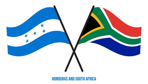 Drapeaux Honduras Afrique Sud Croisés Agitant Style Plat Proportion Officielle — Image vectorielle