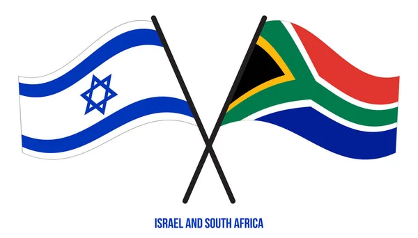 Ισραήλ Και Νότια Αφρική Σημαίες Διασταυρώθηκαν Και Κυματίζουν Επίπεδη Στυλ — Διανυσματικό Αρχείο
