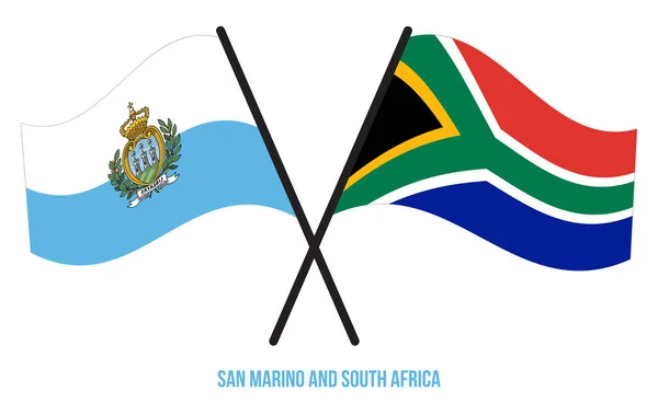 Σημαίες Του Αγίου Μαρίνου Και Της Νότιας Αφρικής Διασταυρώθηκαν Και — Διανυσματικό Αρχείο