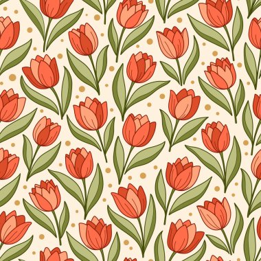 Lale desenli narin bahar çiçeği deseni. Temiz bir çizgi ve dolgu tarzında yaratılmış. Mevsimlik dekor, tekstil ve yüzey tasarımı için mükemmel..