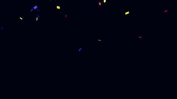 Сяючі Частинки Темному Тлі Святкові Кадри Падаючими Різнокольоровими Блискучими Конфетті — стокове відео