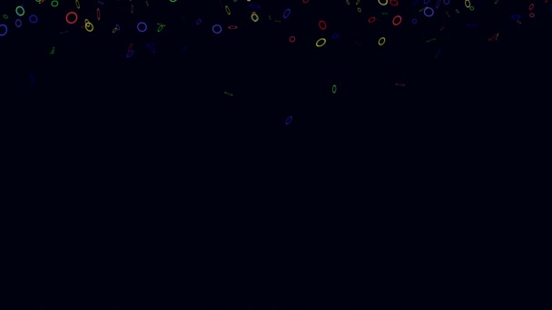 Сяючі Частинки Темному Тлі Святкові Кадри Падаючими Різнокольоровими Блискучими Конфетті — стокове відео