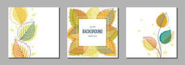 Yapraklı çiçek vektör şablonları. Tatil posterleri, tebrik kartları, kapaklar, afişler, davetiyeler için ekin baskısı. Doğal moda tasarımı. Bir dizi dokulu arka plan. Botanik Sanatı.