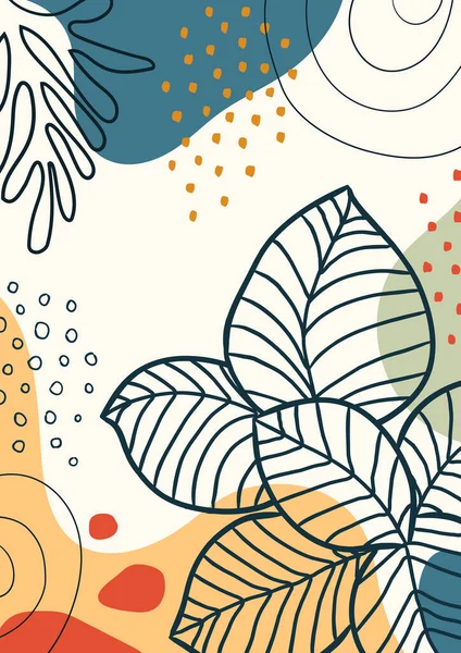 식물학적 식물을 추상화하 템플릿 포스터 프레임 배경등을 스타일의 자연적 요소들 — 스톡 벡터