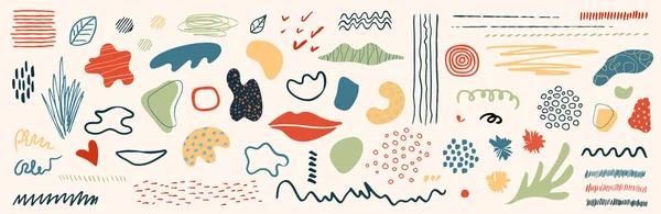 Conjunto Formas Abstratas Desenhadas Texturas Linhas Estilo Doodle Coleção Elementos —  Vetores de Stock