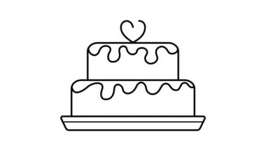 Alfa kanallı pasta animasyonu. Yemek ikonu. Şeffaf arka plan. Kafe, restoran, şekerleme için dinamik, minimal web tasarımı. Doğum günü için tatlı, tatil, parti. Menü için resim. Kendi kendine bir sınır çiziyor. 2B düz.