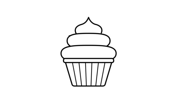 アルファチャンネルのカップケーキとアニメーション フードアイコン 背景は透明だ カフェ レストラン お菓子のための動的 ミニマリズムのウェブデザイン 誕生日 パーティーのためのペストリー メニューのデザート — ストック動画