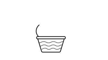 Dondurma animasyonu. Logo için yiyecek ikonu. Tatil ve parti için tatlı. Kafe, restoran, şekerleme için dinamik, minimal web tasarımı. Menü için resim. Kendi kendine bir sınır çiziyor. 2B düz. 