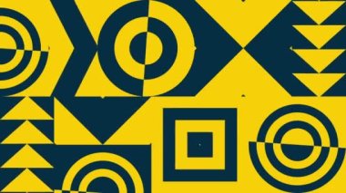 Hareket eğilimli grafikler. Geometrik dinamik bayrak. Kusursuz döngü. Dekoratif hareketli görüntüler, soyut basit şekiller. Parlak, renkli bir geçmişi var. Modern web tasarımı, web siteleri, sosyal ağlar için animasyon. Video 2D.