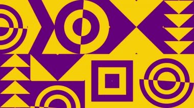Hareket eğilimli grafikler. Geometrik dinamik bayrak. Kusursuz döngü. Dekoratif hareketli görüntüler, soyut basit şekiller. Parlak, renkli bir geçmişi var. Modern web tasarımı, web siteleri, sosyal ağlar için animasyon. Video 2D.
