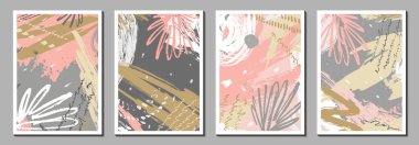 Çizilmiş grunge deseni, şekilleri, grafik elementleri olan soyut vektör arkaplan kümesi. Doodle tarzı. Modern desenli fırça darbesi, karalanmış. Resim çizimi. Marka tasarımı, sosyal medya paylaşımları, afişler, kapaklar, tebrik kartları için moda baskı. 