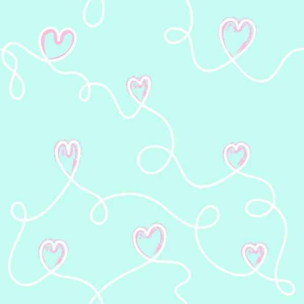 Romantic doodle heart seamless pattern wrapping paper — Wektor stockowy