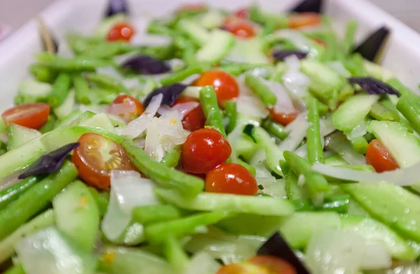 Closeup Fresh Salad Bufet Tray — Stock Photo, Image