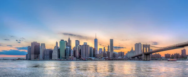 Ciudad Nueva York Manhattan Skyline Centro Puente Brooklyn — Foto de Stock