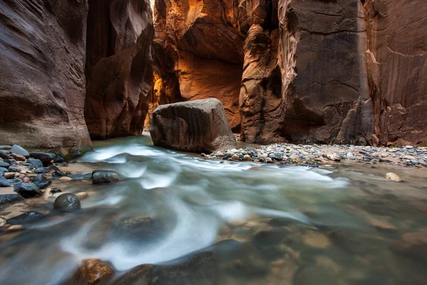 Rock River Flow Narrows Zion National Park Utah — Fotografia de Stock