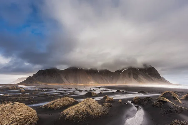 Vesturhorn Montagna Dune Sabbia Nera Islanda — Foto Stock