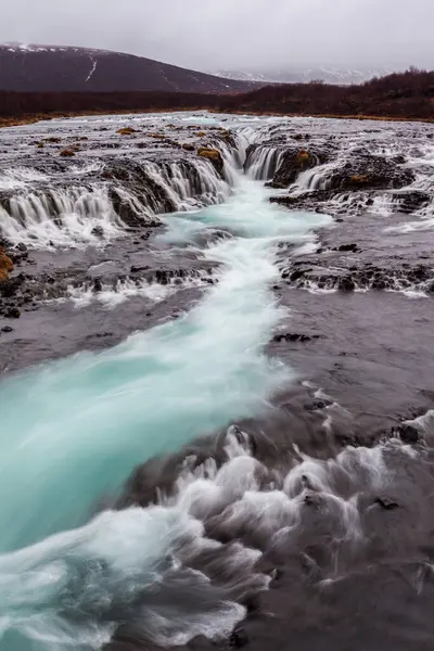 Krásná Kaskáda Bruarfoss Vodopád Islandu — Stock fotografie