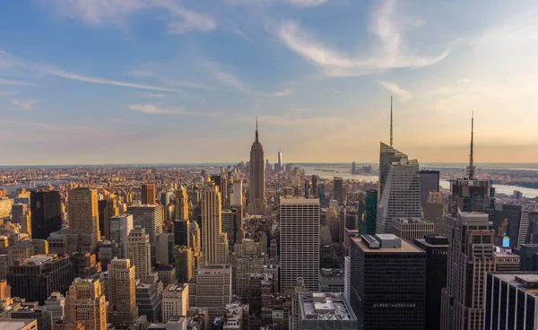 Skyline Del Centro Nueva York Atardecer — Foto de Stock