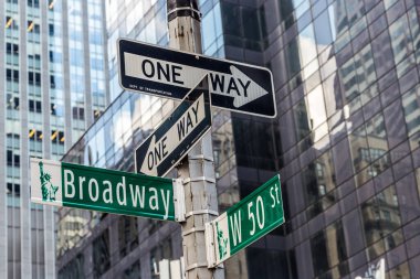 New York 'ta Time Meydanı yakınlarında Broadway sokak tabelası