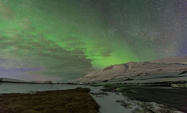 Aurora Borealis Afgelegen Gebied Van Ijsland — Stockfoto