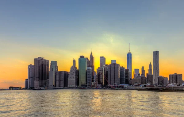 Ciudad Nueva York Manhattan Skyline Centro Atardecer — Foto de Stock