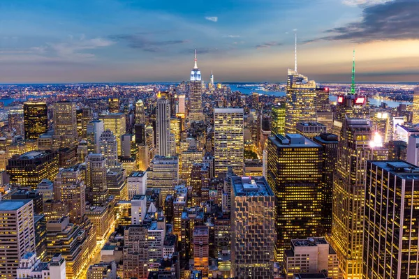 Ciudad Nueva York Midtown Skyline Puesta Sol — Foto de Stock