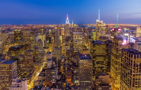 Nova Iorque Midtown Skyline Noite — Fotografia de Stock