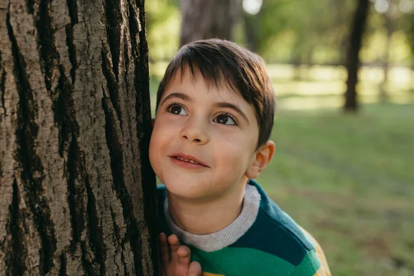 Close Cute Little Boy Public Park — Stock Photo, Image