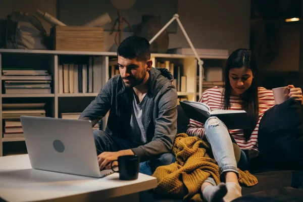 couple spending evening together at home