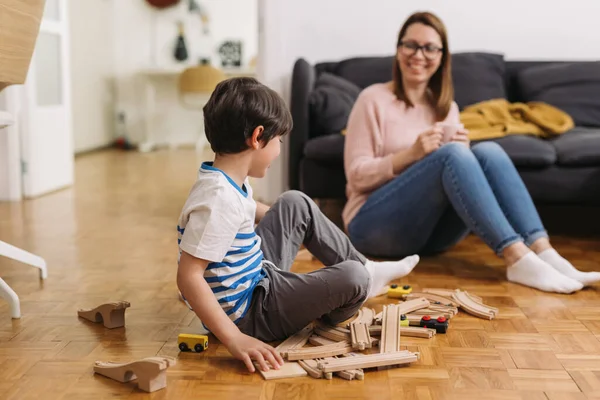 Mother Son Enjoying Time Home — Stock Photo, Image