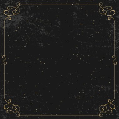 Vintage gold background antique frame on black