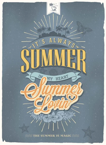 Vintage, Retro Summer Paradise Holidays Poster Background. With Typography — Stock fotografie