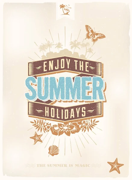 Vintage, Retro Summer Paradise Holidays Poster Background. With Typography — Stockfoto