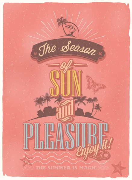 Vintage, Retro Summer Paradise Holidays Poster Background. With Typography — Stockfoto