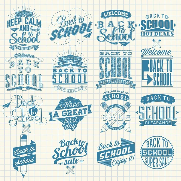 Zurück zur Schule kalligrafische Designs Etikettenset. Elemente im Retro-Stil. Vintage Ornamente. Verkauf, Räumung — Stockfoto